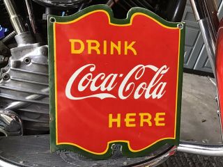 VINTAGE PORCELAIN COCA - COLA DOOR SIGN Candy Store Gas Station Soda Fountain Pop 3