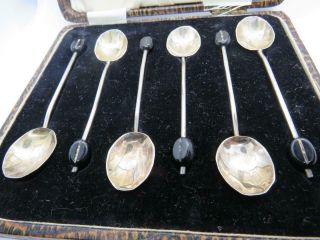 Antique Boxed Set Of 6 Silver Coffee Spoons Hallmarked Birmingham 1927 2