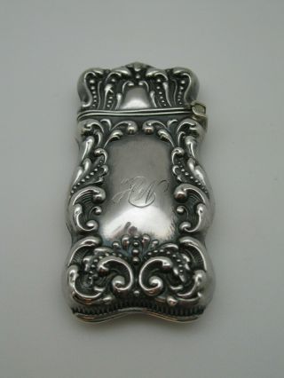 Small Old Ornate Sterling Silver Repousse Match Safe