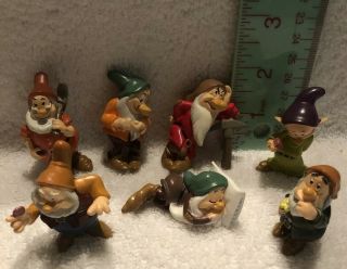 Vintage Disney Snow White And The 7 Seven Dwarves Pvc Figures Figurines 2 "