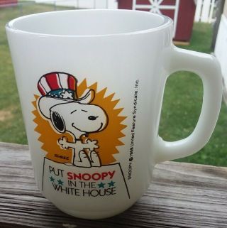 Vintage Fireking Put Snoopy In The White House D Handle Coffeed Cup No 3 [look]