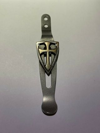 Steel Flame Rick Hinderer Crusader Cross Clip - Royal Bronze - - Rare