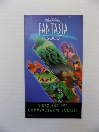 Disney Fantasia 2000 Booklet Commemorative Vhs Dvd Htf
