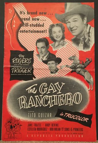 Roy Rogers Vintage 1948 8 Page The Gay Ranchero Pressbook 12x18 Stamped