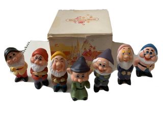 Vintage Disney Seven Dwarfs 5 - 6 " Vinyl Plastic Figures Toys Set Of 7 Complete