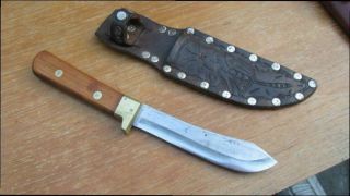 Old Hand - Forged Japanese Carbon Steel Butcher - Type Hunting Knife W/sheath