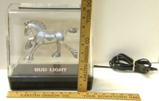 Vintage 1982 Budweiser Bud Light Clydesdale Advertising Light Up Lamp Bar Sign