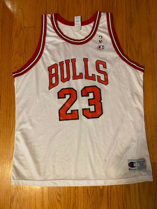 Michael Jordan Chicago Bulls Champion Jersey White Size 52 Vtg