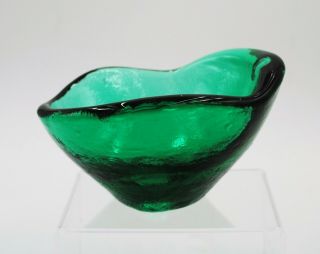 Vintage Blenko Hand Blown Glass MCM Bowl - 5517 - Sea Green 3
