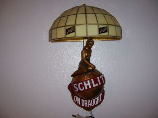 1971 Vtg Schlitz Beer Lady Light World Globe Bar Light Advertising