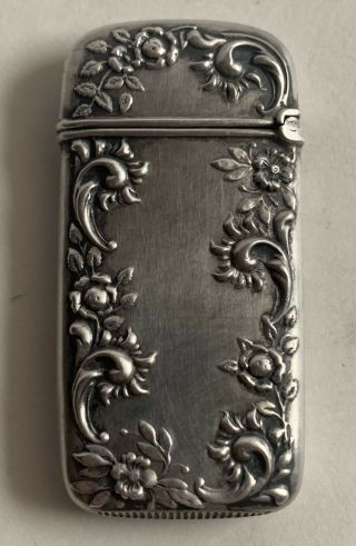 Vintage Estate Art Nouveau Sterling Silver Vesta Match Box Case