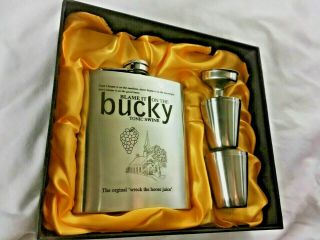 Buckfast Bucky Buck Fast Hip Flask Steel 7 Oz Wedding Groom Best Man Usher Gift