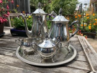Vintage Silver Plated Tea/coffee Set With Tray