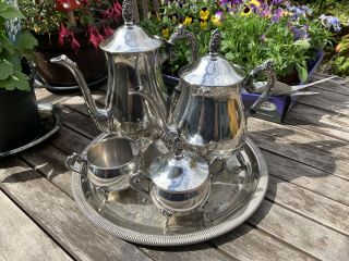 Vintage Silver Plated Tea/Coffee Set With Tray 2