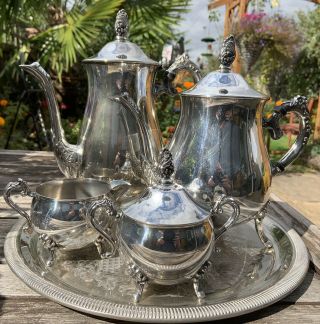 Vintage Silver Plated Tea/Coffee Set With Tray 3