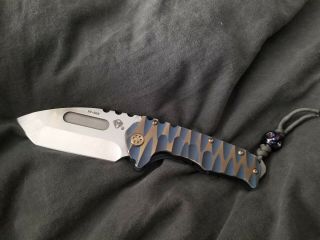 Medford Knife & Tool Praetorian T Tanto Tumbled S90v Blue & Bronze Lazy River