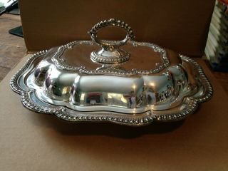 Vintage Ornate English Silver Plate Covered Serving Dish