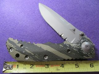 Lone Wolf Knives Pre - Benchmade Harsey T3 In Camo And Sheath.