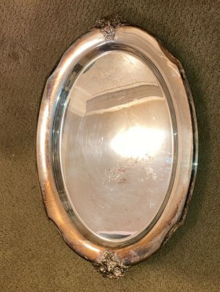 Vintage Wilcox International Silver Co Large 20 " Oval Serving Tray Flowers 7109