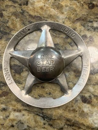Lone Star Beer Bottle Opener Sheriff Badge - Spinner “you Pay” San Antonio Texas