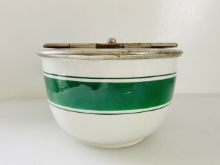 Vintage Hall China Utilities Specialties Co. ,  Green/white Sugar Bowl With Hinge