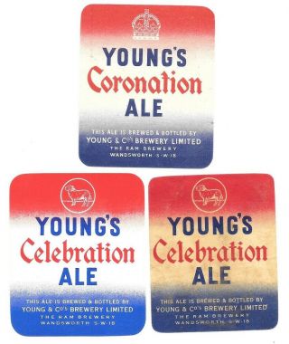 Old Beer Label/s - Uk - Coronation - Young & Co.  Ram Brewery,  2 Celebration