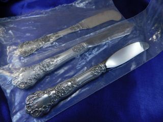 Gorham Buttercup Sterling Silver Butter Knife & Flat & Master Butter Knife Set