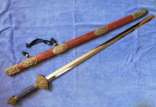 Chinese Sword Jian Tang Tai Chi Tai - Chi Rosewood Brass Ornate Handmade