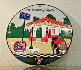Vintage Red Crown Gasoline Porcelain Standard Oil Co Service Station Pump Sign