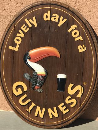 Wood Guinness Bar Pub Sign With 3d Toucan " Lovely Day For A Guinness " Official