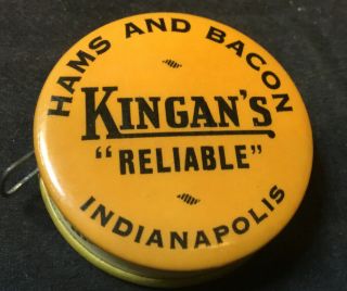 Vintage Celluloid Adv.  Tape Measure - Kingan’s Reliable Hams & Bacon Pork Meats 3