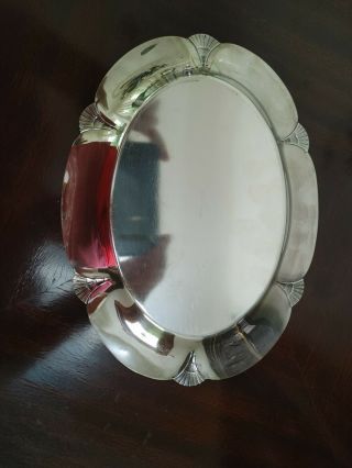 VINTAGE WM ROGERS SILVER PLATED OVAL TRAY PLATTER No.  614 - ART DECO 3