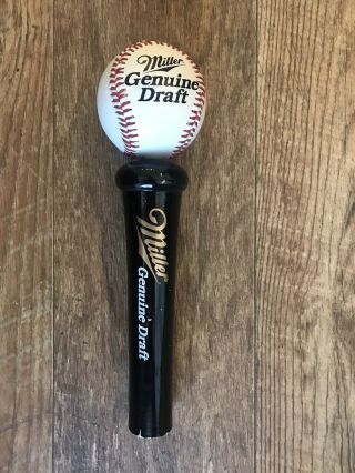 Miller Draft Beer Tap Handle Baseball On Bat