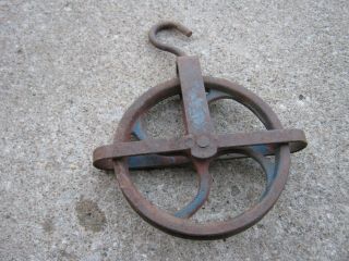 Vtg Primitive Rustic Farm Well Water Pulley Durbin Durco St Louis Mo