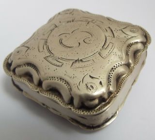Lovely Early Antique 19th Century Dutch 1869 Solid Silver Snuff Peppermint Box
