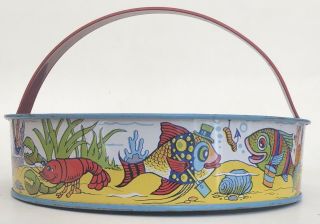 Sand Sifter J Chein Vintage Tin Litho Beach Toy W Molds & Shovel Look