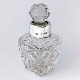 George V Sterling Silver & Cut Glass Perfume Scent Bottle London 1922 C&a