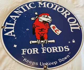 Vintage Atlantic Motor Oil Porcelain Sign,  Service,  Gas,  Oil,  Dealership,  Ford