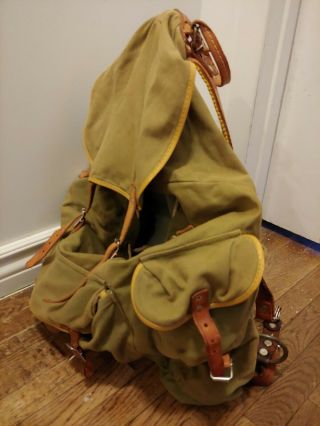 Vintage Wwii Swedish Military Canvas Backpack With Metal Frame