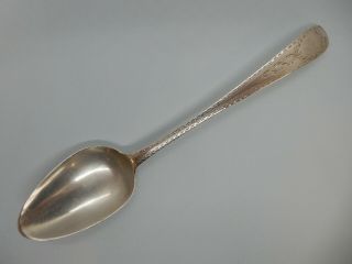 18th C.  Irish Solid Silver Bright Cut Dessert Spoon,  Dublin C.  1780.  M Keating
