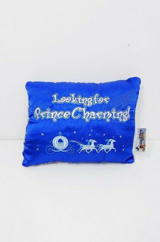 Cinderella Walt Disney World " Looking For Prince Charming " Pillow Blue Silver