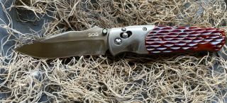 Sog A01 Arcitech Folding Knife 3.  5 " Vg10 Satin Blade,  Red Jigged Bone Handles