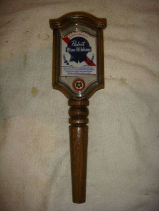 Pabst Blue Ribbon Beer Tap Handle Molded Plastic Wood Grain 11” Tall Pbr
