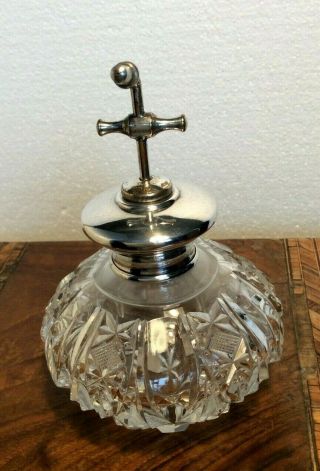 Antique Silver Topped Perfume Bottle Atomiser Jar Pot Globular The Vac A Nouveau