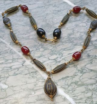 Vintage Skhab Cherry Amber Faturan Bakelite Bead Necklace