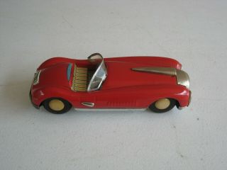 Vintage Japan Red Coupe Convertible Car Tin Litho Friction 7.  5 " Long Ck65