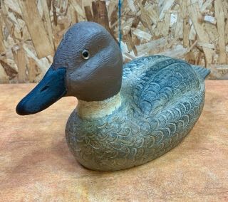 Vintage Hand Carved Wooden Duck Decoy Signed Wb Stamp Brown