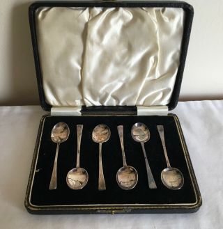 Vintage Art Deco M & J Birmingham Hallmarked Solid Silver Boxed Tea Spoons1930