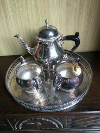 Lovely Viners/barker & Ellis Silver Plate/epns Tea Set - Tray/tea Pot/milk/sugar