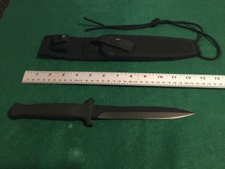 Vintage Gerber Guardian Ii Blackened Blade Knife With Scabbard Exct Cond